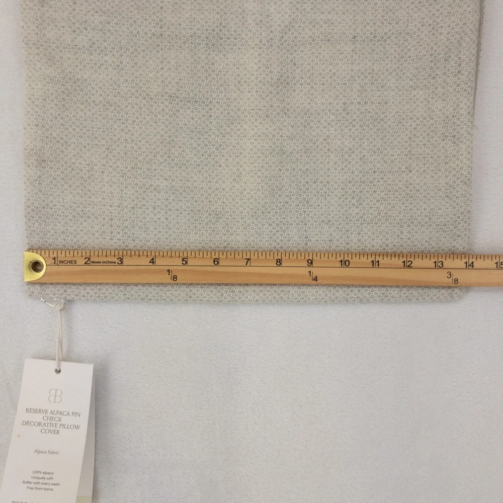 Boll & Branch Reserve Pin Check Decorative Pillow Cover 14x34 Grey‎ Baby Alpaca